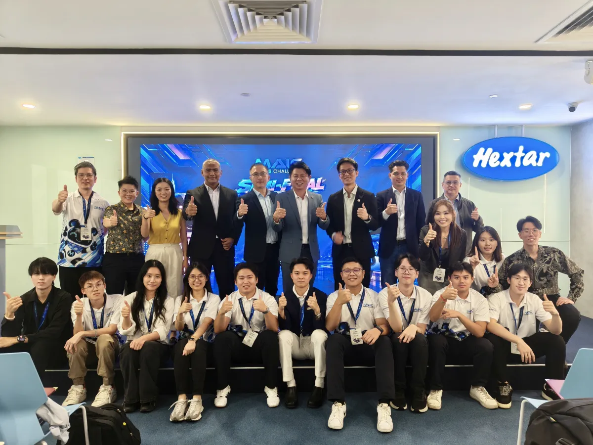 Semi-Finalists, judges and crew giving a thumbs up at the MAIC Semi-Final in Hextar Tower