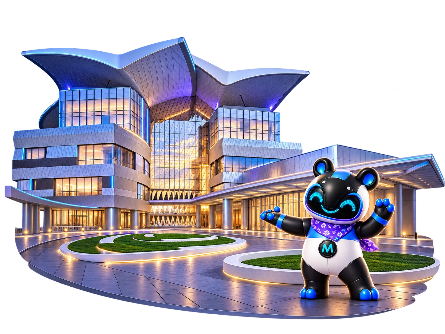 Tappy welcomes visitors outside Asia School of Business in Kuala Lumpur
